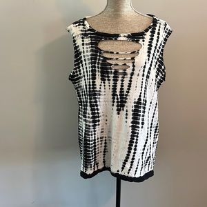 Torrid size 0 100% cotton Tie Died sleeveless tank top with cut outs.